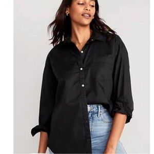 Old Navy Black Boyfriend Shirt Size M